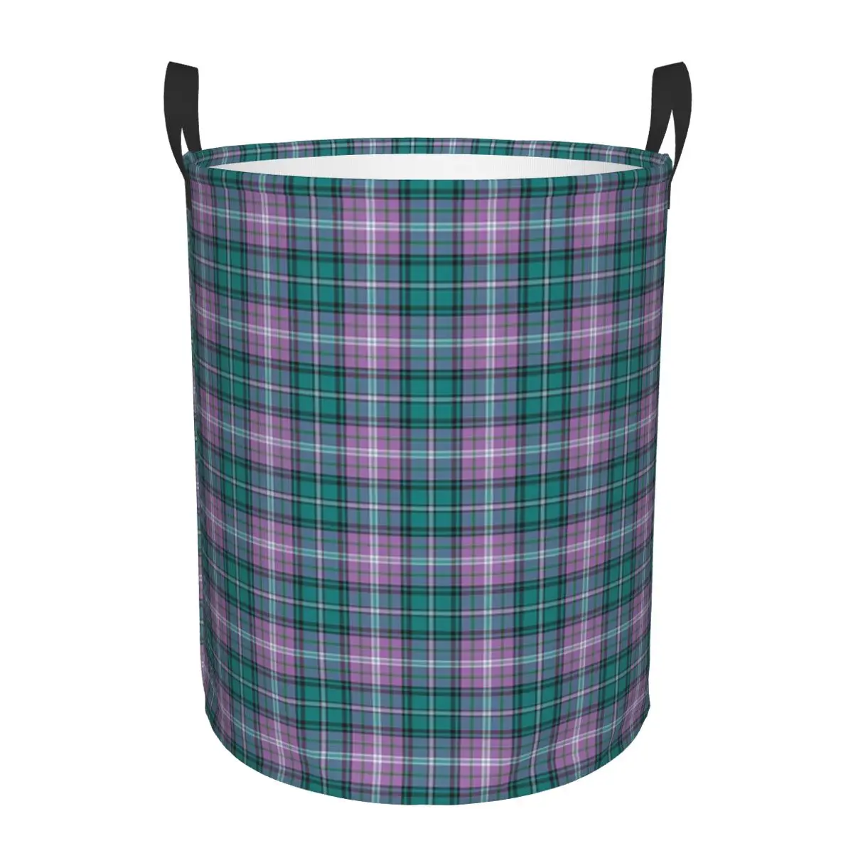 Purple Scottish Tartan Plaid Folding Laundry Baskets Dirty Clothes Home Organizer Large Waterproof Hamper For Home Kids