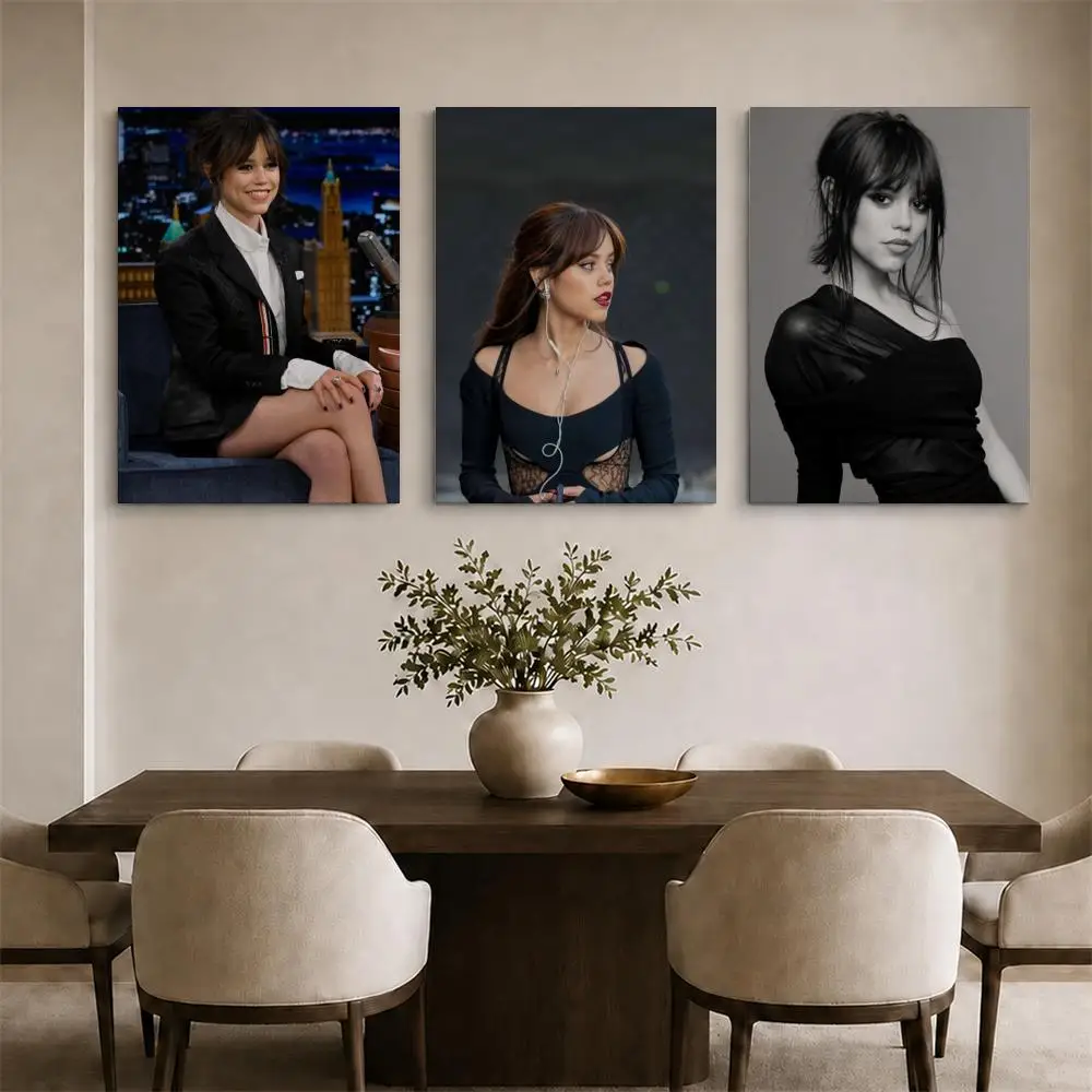 Jenna O-Ortega Actress Framed Wall Painting Ready to Hang Canvas Art Poster for Living Room Bedroom Home Decor Decals