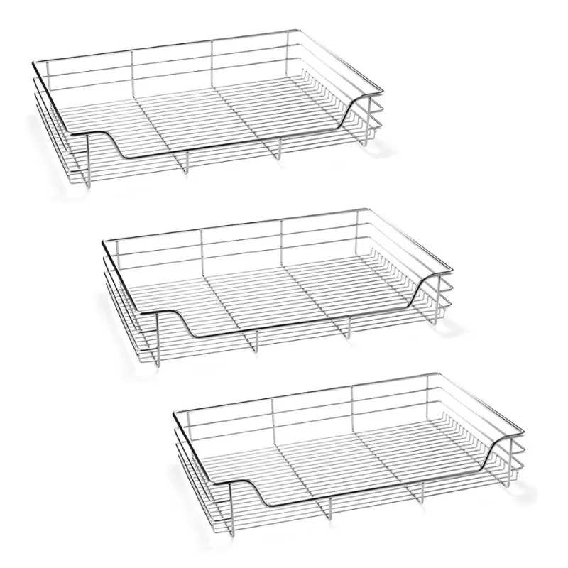 Retractable Chrome Wire Basket - Kitchen Pull-Out Storage Drawer