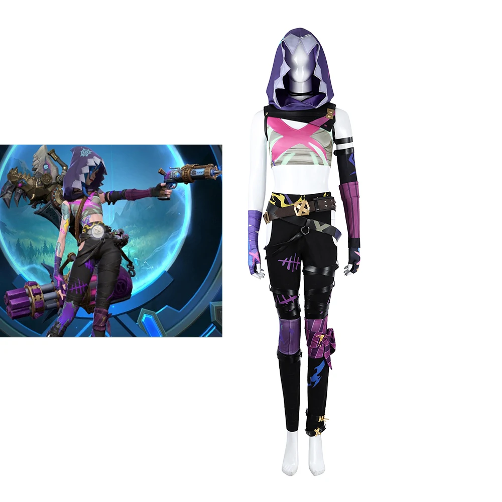 

Game LOL Arcane 2 Cosplay Jinx New Skin Costume For Women Sexy Fighting Uniform Suit Halloween Carnival Party Disguise Warrior