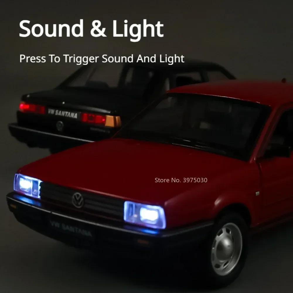 1/24 合金ダイキャストサンタナ車モデルおもちゃ高シミュレーション車両サウンドライトプルバックコレクション装​​飾ギフト男の子のため