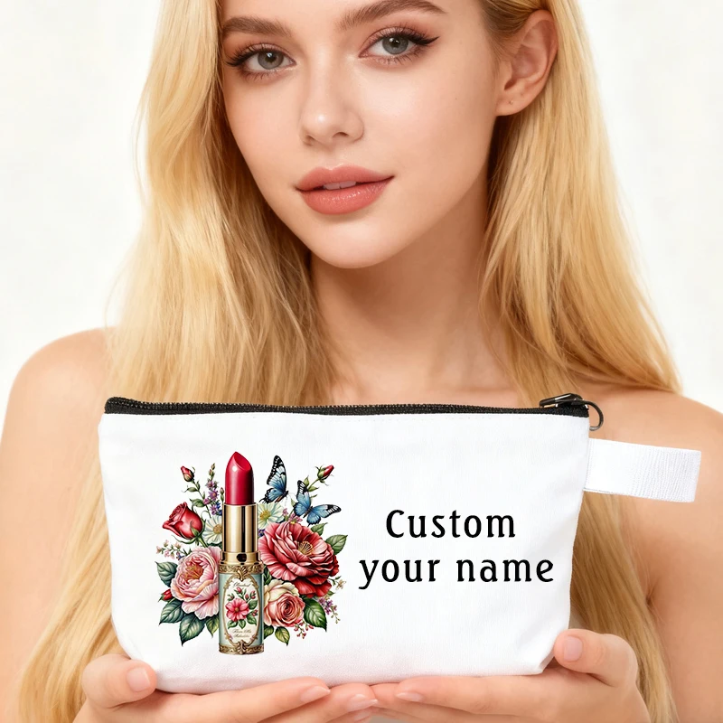 

Custom Name Cosmetic Pouch Storage Bag Organizers Fashion Aesthetic Design Women's Travel Makeup Bag Gift Pencil Cases