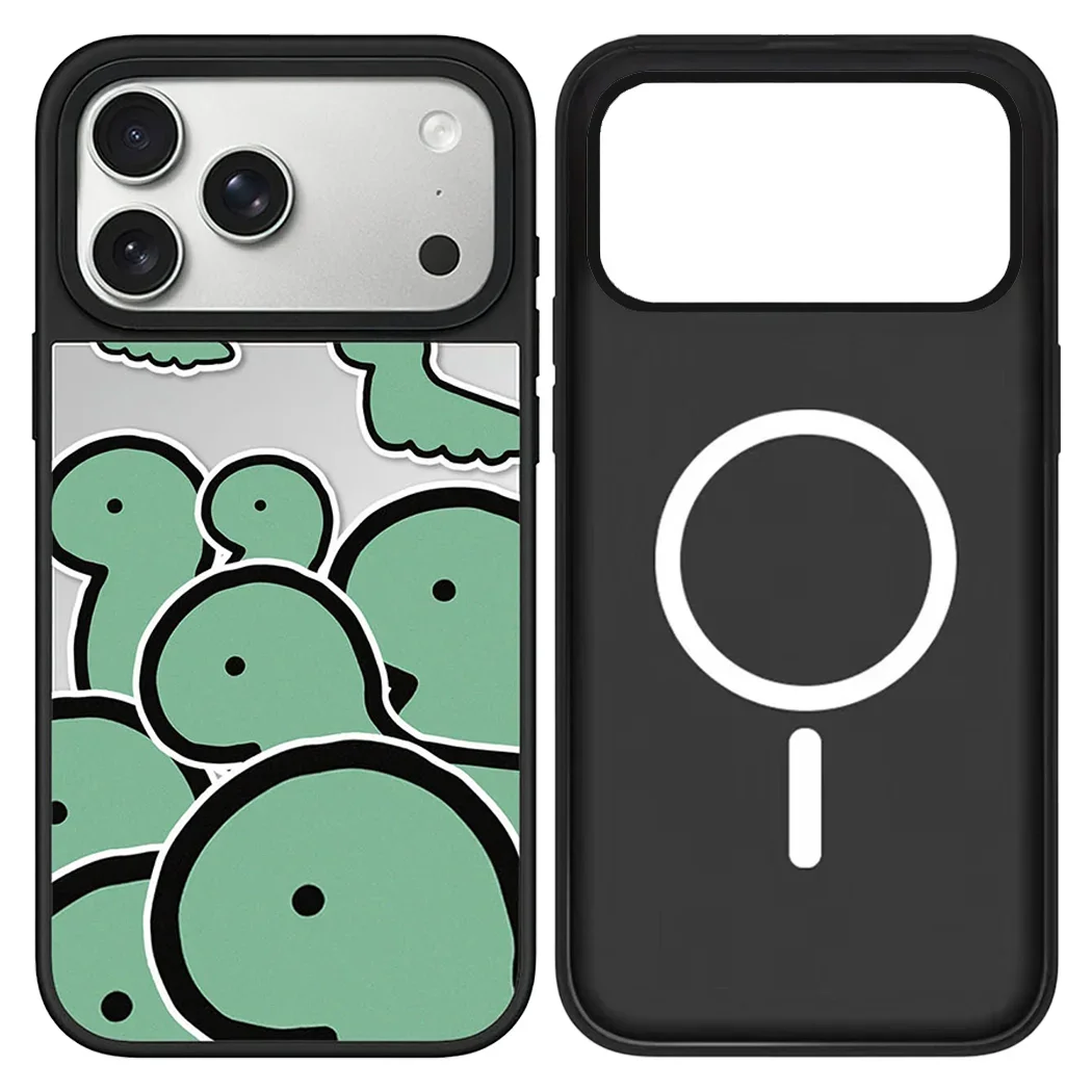 

Simple Green Dinosaur Mirror / Acrylic Magnetic Case: Compatible with IPhone 17 16 15 14 13 12 Pro Max 17 Air