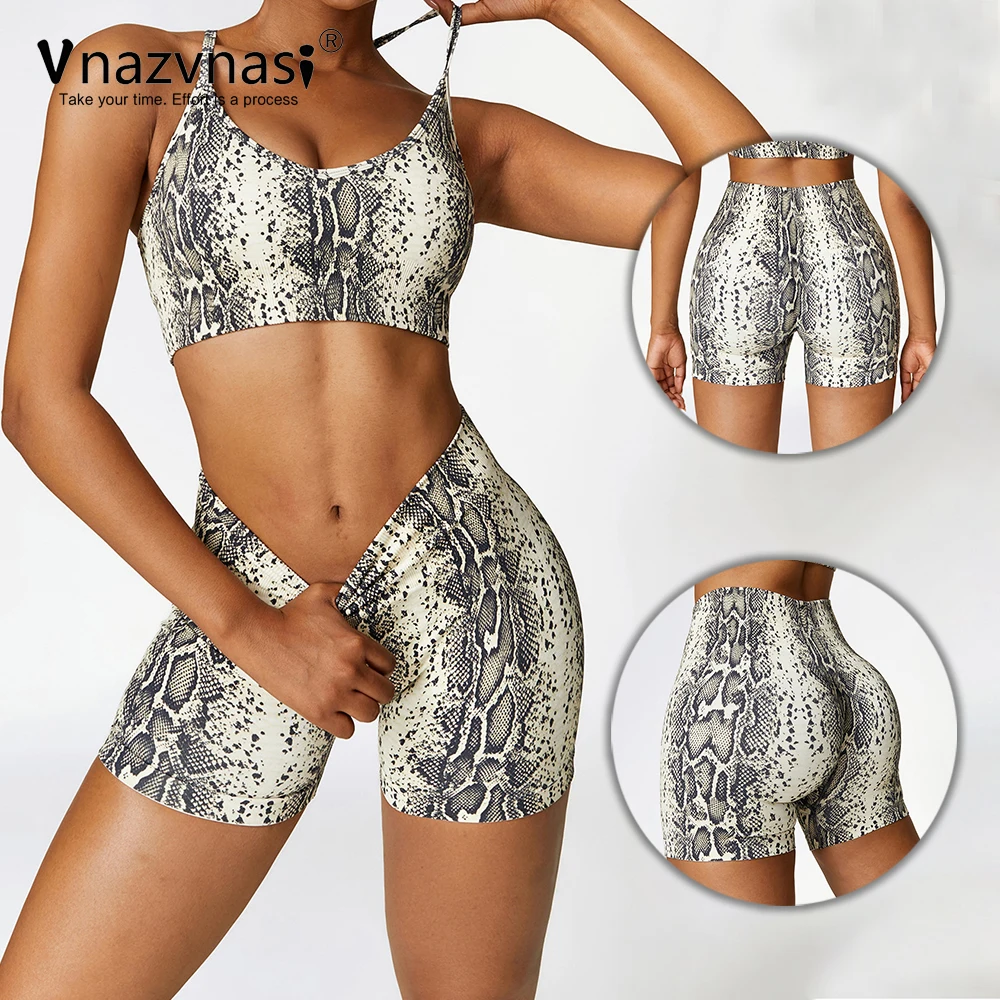 Vnazvansi Printed Seamless Shorts Gym Sport Push Up Tights Woman Workout Clothes High Waist Yoga Leggings for Fitness Sportswear