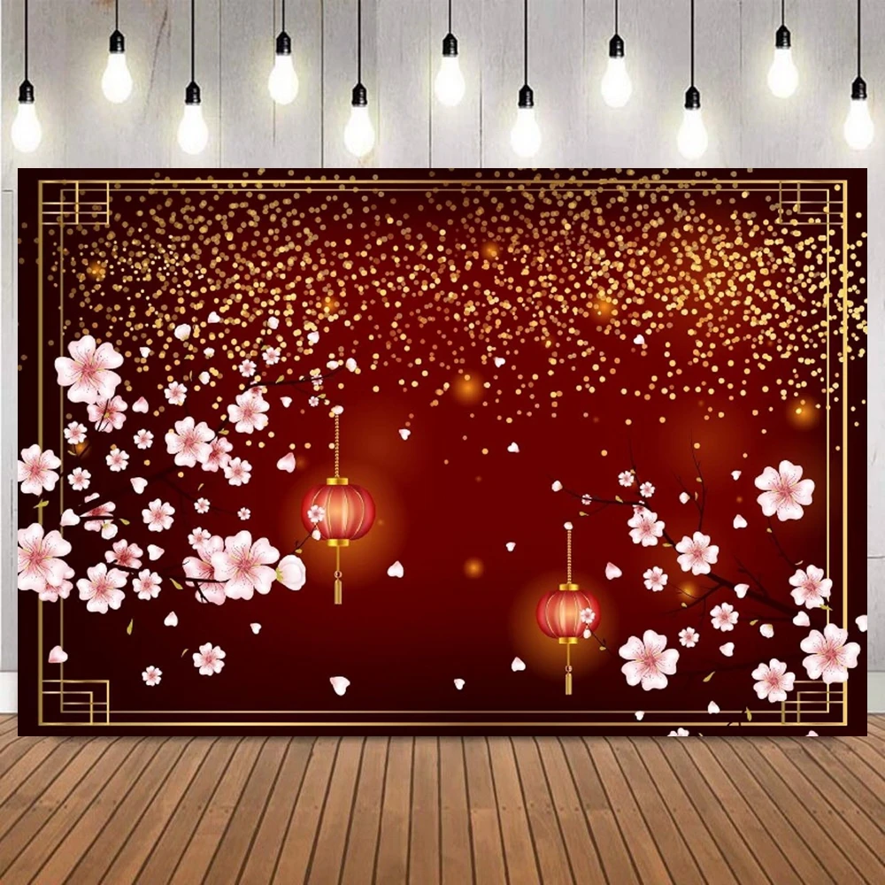 السنة الصينية الجديدة 2026 سنة الحصان التصوير خلفية فانوس أحمر زهرة الأسرة صورة حفلة حفل ديكور خلفية الصورة #5