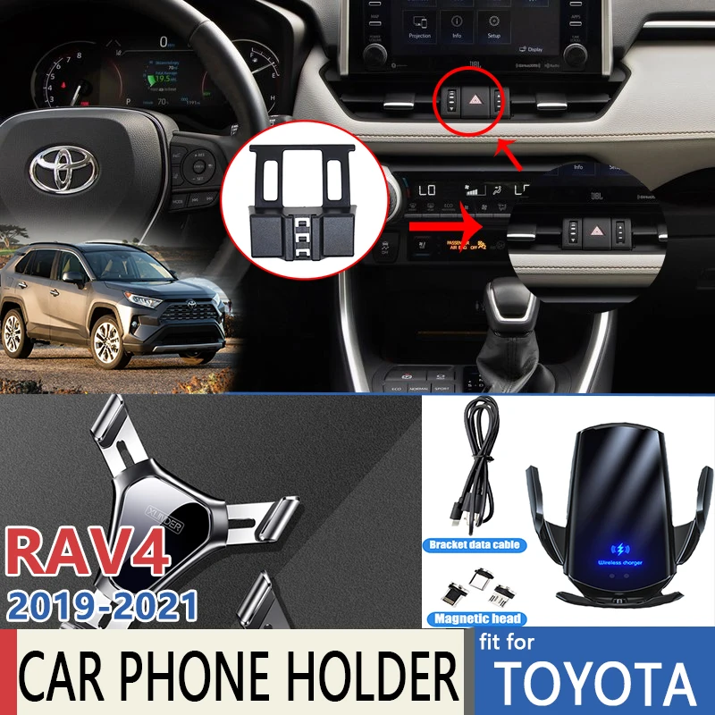 Car Mobile Phone Holder for Toyota RAV4 XA50 2019 2020 2021 Telephone Bracket Rotatable Support Accessories for IPhone Samsung