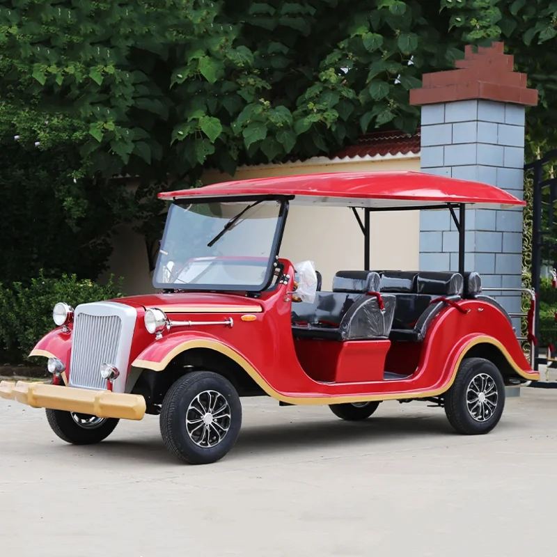 6 8 Seats Electric Car Golf Tourism Carts Vintage Sightseeing Cart for Sale Retro Classic Car