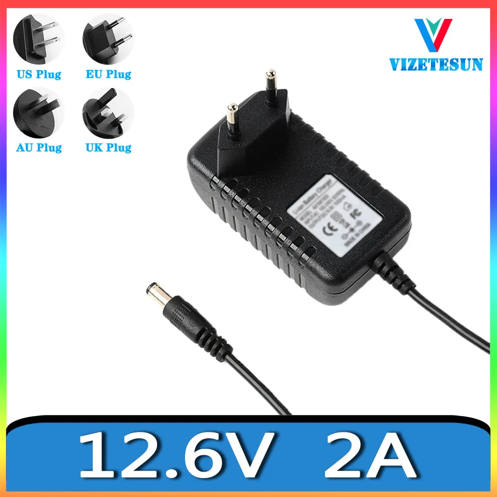 12.6V 2A 18650 Lithium Battery Charger 12.6V 2000MA Lithium Ion Battery Polymer Smart Charger DC 5.5 *2.1MM