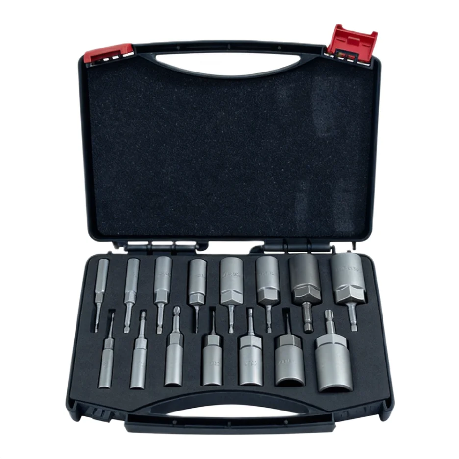 15 Piece Deep Hex Socket Set Steel Black For Impact Wrench Power Drill Auto Repair Bolt Nut Removal Hand Tool Kit