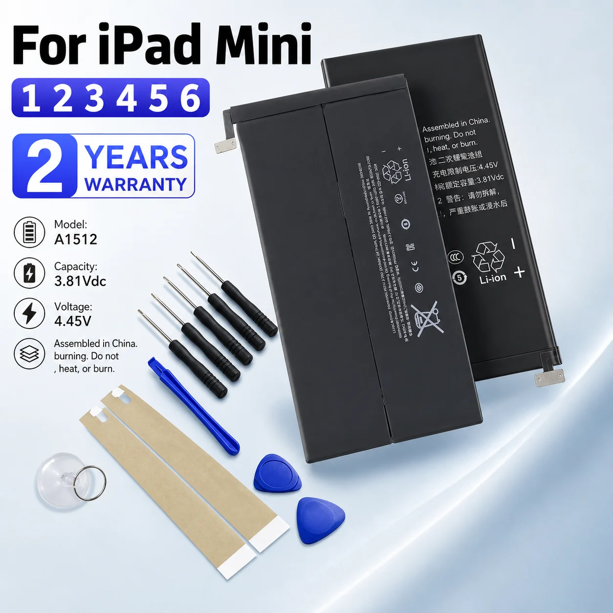 Replacement Battery for iPad Mini 1 2 3 4 5 6, Compatible with A1432 A1445 A1454 A1455 A1489 A1490 Apple