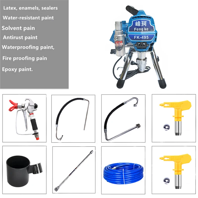 Professional Airless พ่นเครื่อง Professional Airless Spray Gun 2500W 2.5L Airless Paint Sprayer 495เครื่องจิตรกรรมเครื่องมือ