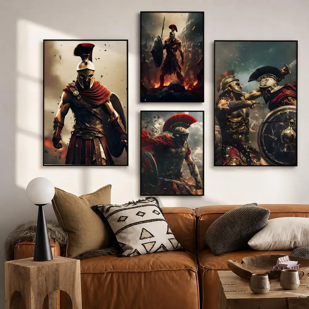 Art Spartan Samurai   Poster HD poster wall art self-stick no-residue for home cafe office great gift