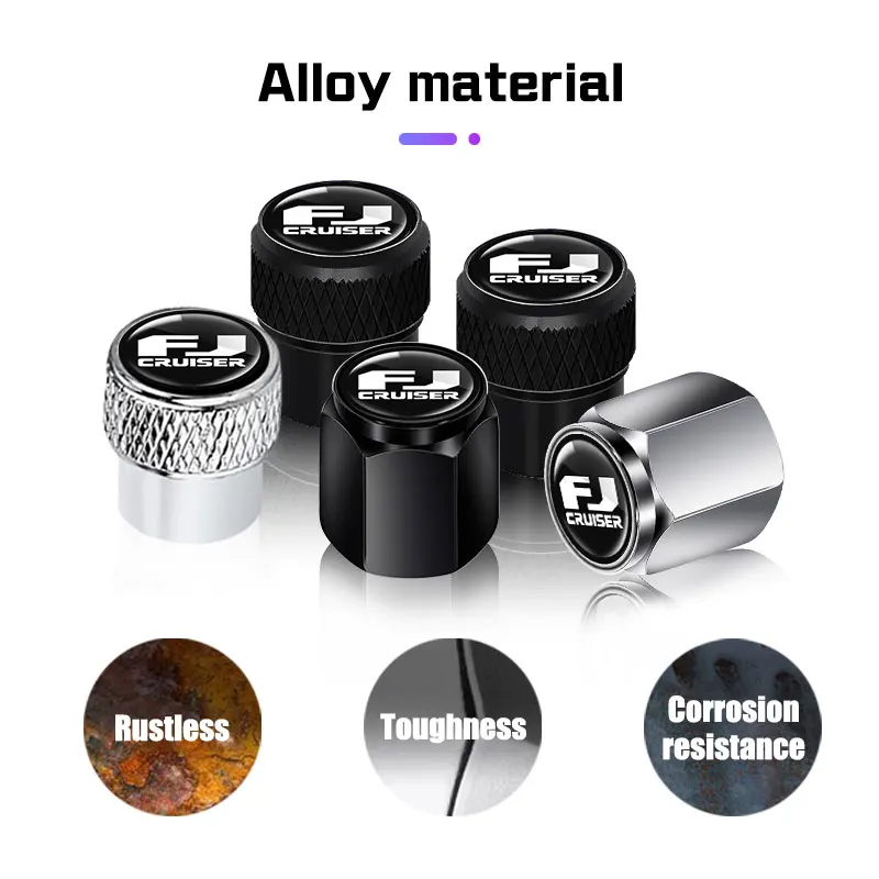 Bouchon de Valve de pneu de roue de voiture, 4 pièces, couvercle anti-poussière en alliage d'aluminium, accessoires pour Toyota FJ Cruise TRD Corolla Yaris Aygo Prius CHR Camry