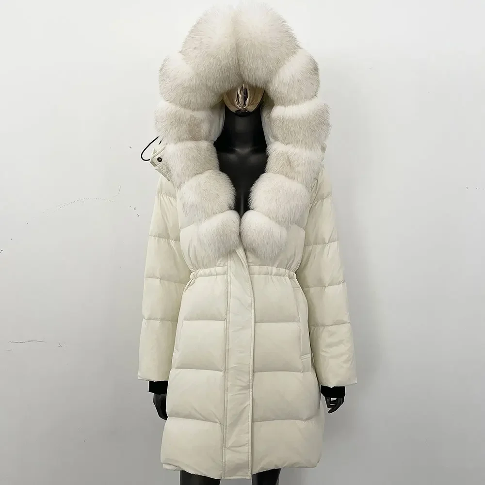 Natural Raccoon Fur Women Warm Real Fur Coat Female Winter Winter Duck Down Coat Reality Fur Coat Hooded Removable Puffer Jacket