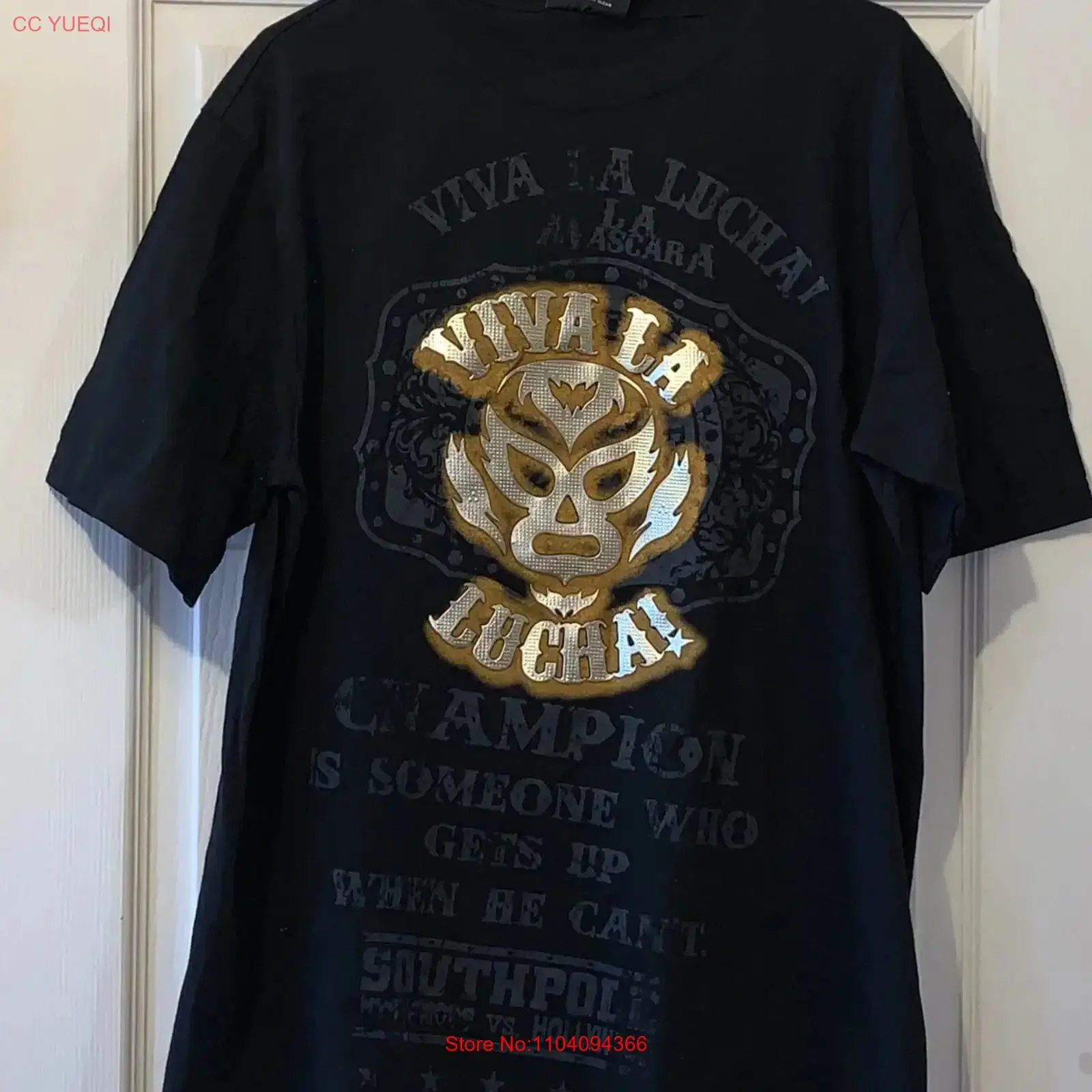 Camiseta VIVA LA LUCHA SOUTH POLE para Hombre, Talla Grande, Estilo Vintage Lavado, para Uso Diario, Ropa de Diseñador Cómoda y Versátil