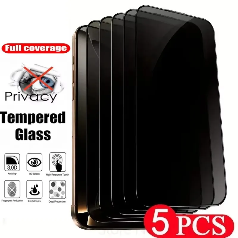 1-5PCS Privacy Silk-Screen Tempered Glass For Xiaomi 17 Ultra 17 Supports Fingerprint Unlock 15T 14T 13T 12T Pro 15T 14T 13T 12T