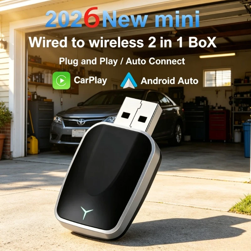 2026 PREMIUM FLIXIVI 2in1 Wireless CarPlay Android Auto Adapter Mini Box Plug and Play Universal for Nissan Car Wireless Adapter view 2