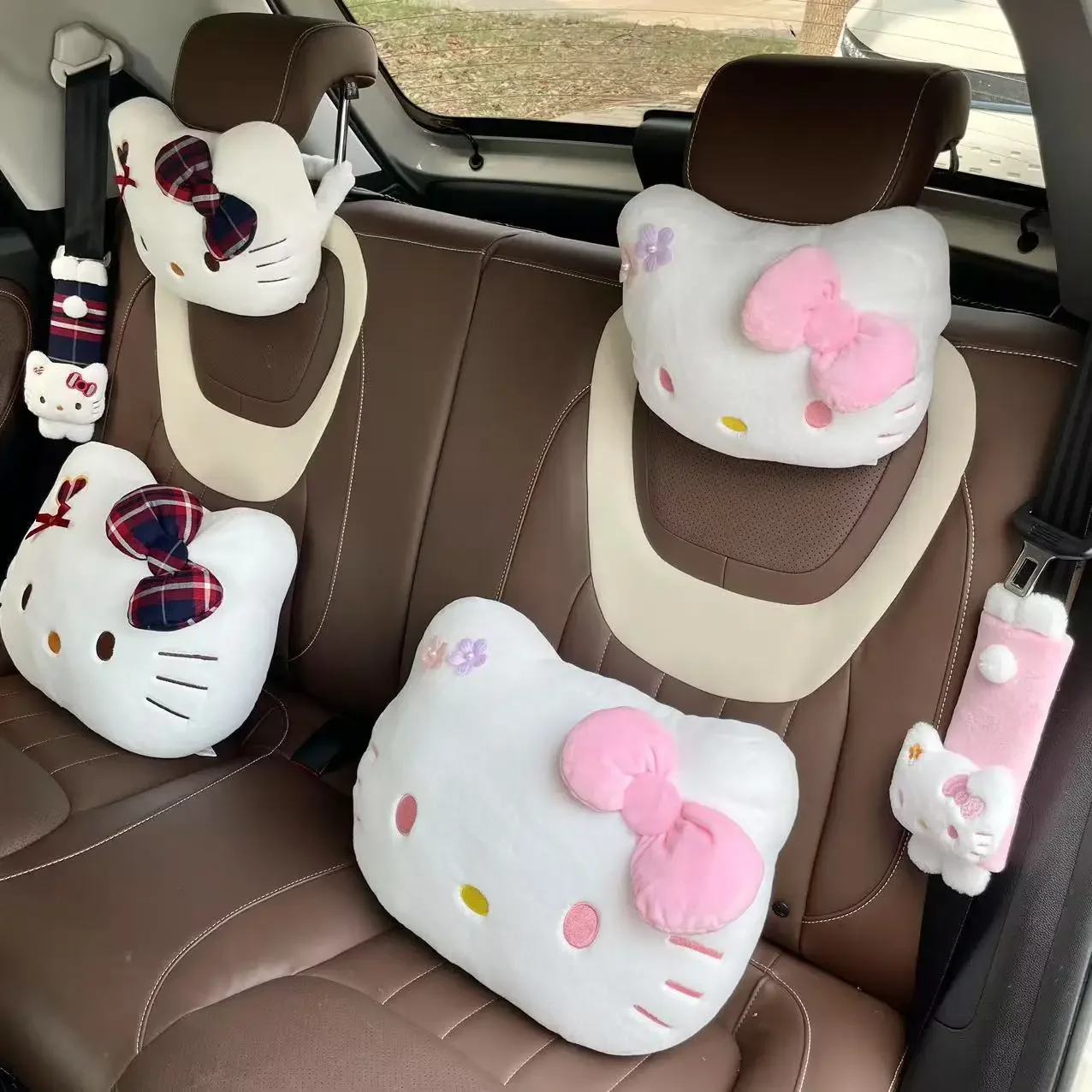 

Sanrio Hello Kitty Cat Подголовник Чехол для ремня безопасности в японском стиле Подушка для спины Мягкая подушка Hello Kitty Домашний декор Подарки для девочек