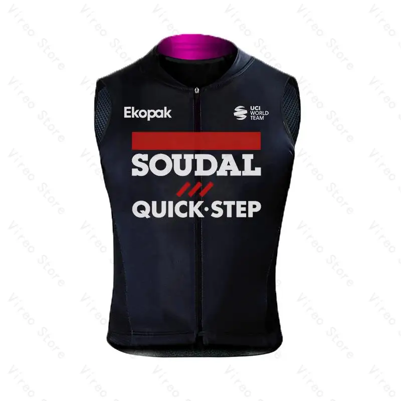 Soudal Quick-Step Cycling Vest Summer Windproof Sports Run Vest Road Mountain Men's Sleeveless Cycling Jersey Vests Gilet