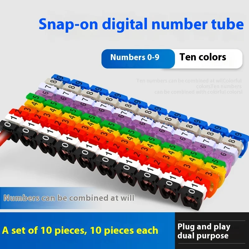 

Snap-type Color Number Tube Sleeve 0-9 Digital Wire Marking Wire Network Wire Number Identification Tube Label Number