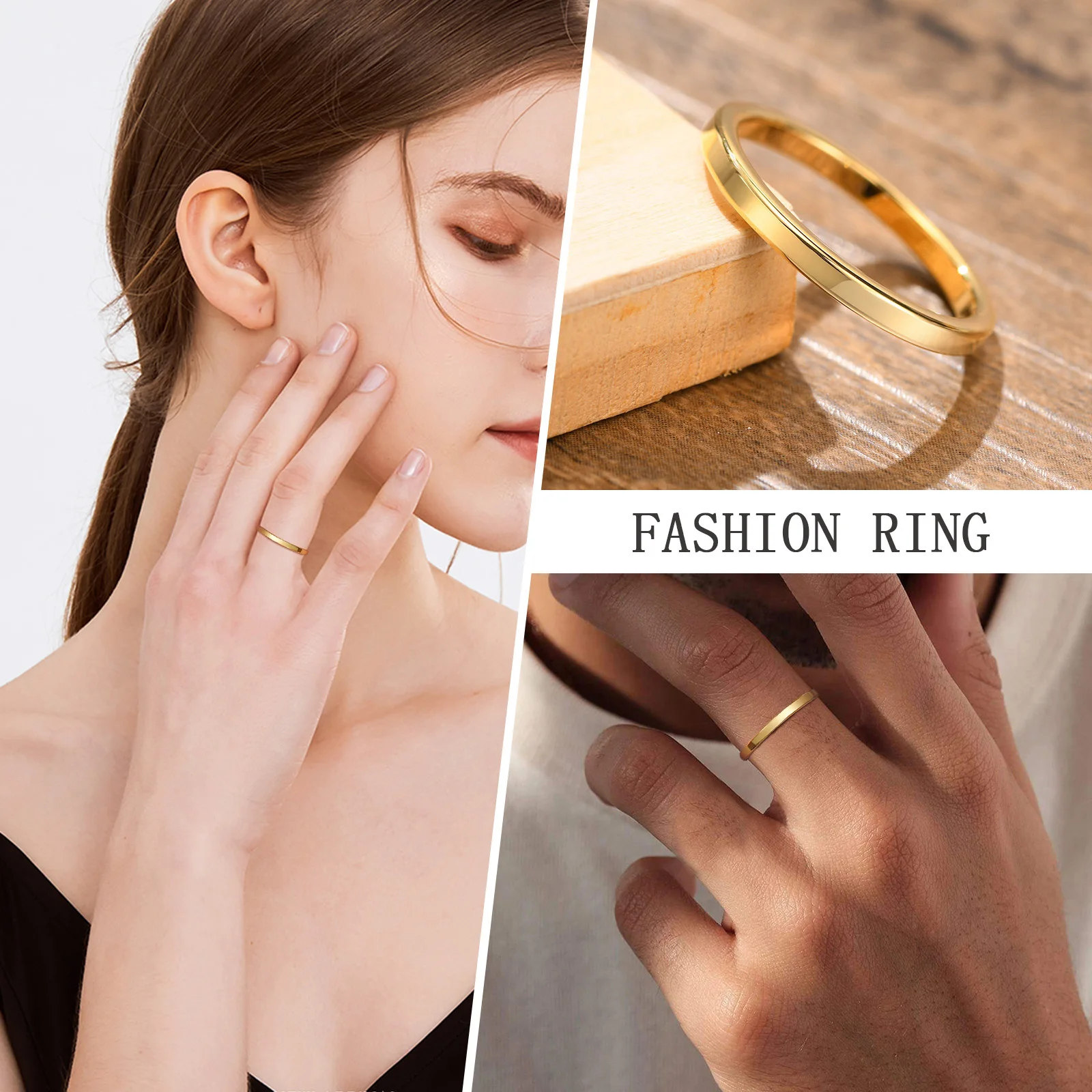 Simple Tungsten Carbide Ring for Women,  2mm/4mm/6mm Stackable Plain Wedding Band Never Fade