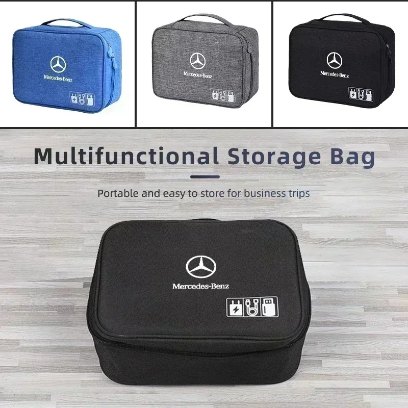 Digital Storage Bag Travel Cable Organizer For Mercedes Benz A B C E S Class W201 W210 W108 W205 W203 C180 C300 W124 W177 C200