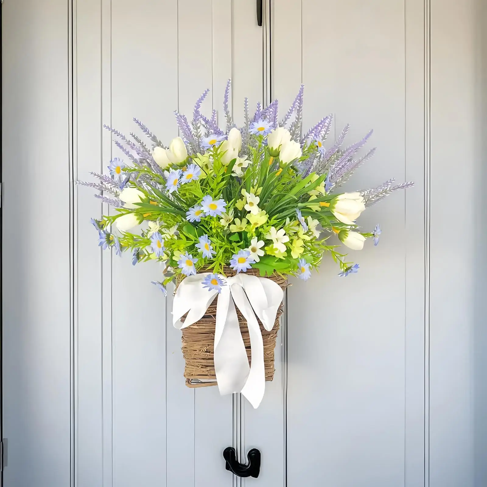 

Door Hanger Basket Wreath Artificial Flowers for Wedding Window Office