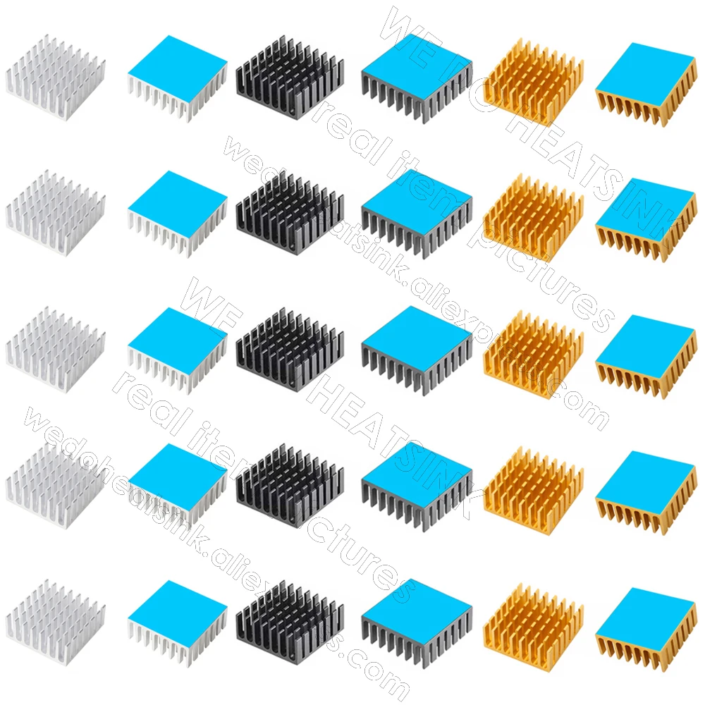 

28x28x11mm Gold Slotted Aluminum Heatsink Radiator Circuit Board Cooling Cooler Fin With Thermal Double Sided Adhesive Pad