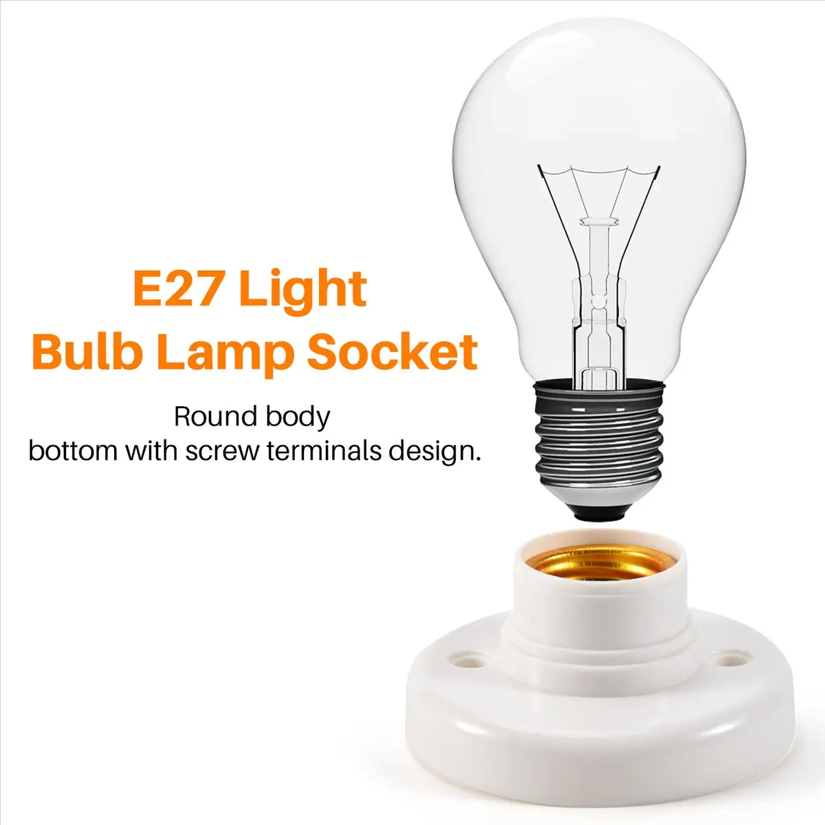L79A E27 Round Plastic Base Light Bulb Lamp Socket Holder White