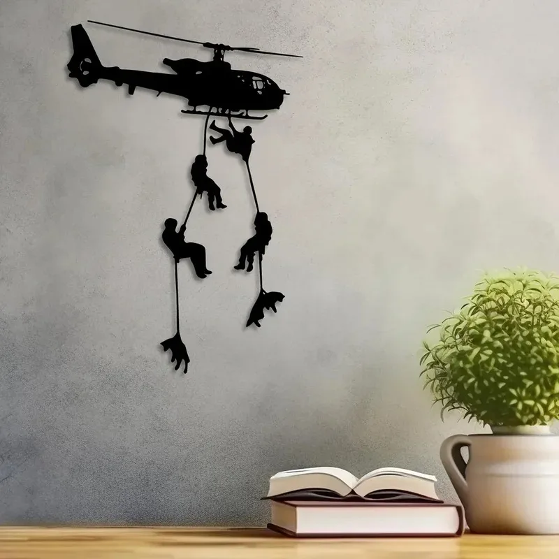 Iron Helicopter Metal Wall Art, Military Home Decor, Aviation Boy Wall Art, Perfect Gift for Pilots, Air Force Metal Wall Sign