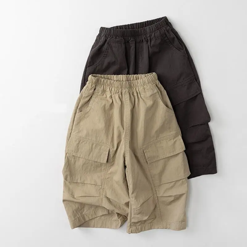

2026 Spring New Children Cargo Pants Solid Baby Casual Pocket Pants Boys Girls Loose Trousers Fashion Kids Clothes