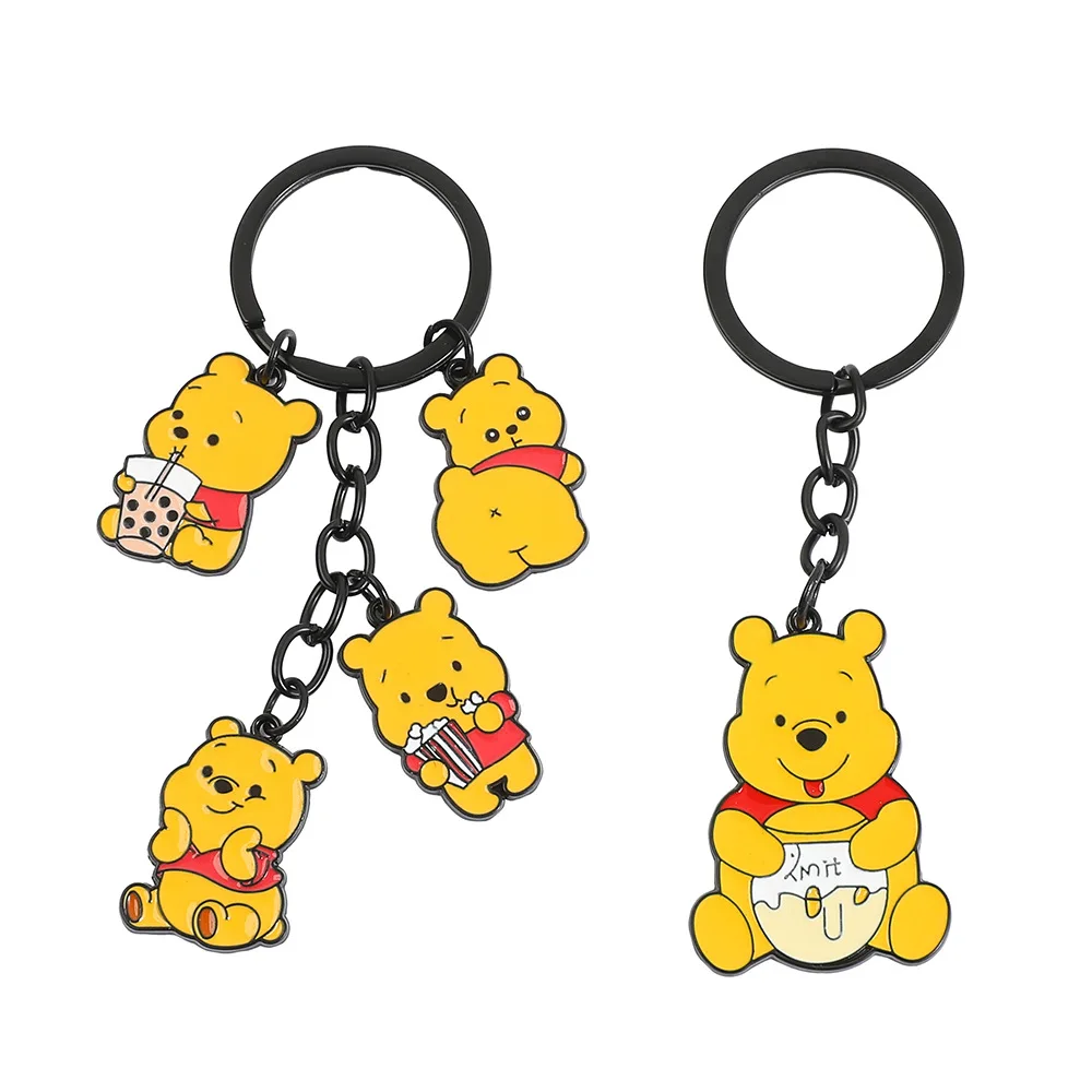 

Kawaii Disney Pooh Bear Cartoon Backpack Keychain Anime Peripheral Zipper Accessories Pendant Boy Girls Birthday Creative Gift