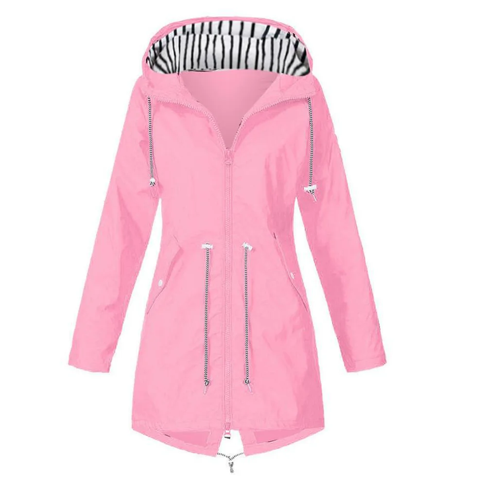 Ladies Mid-length Windbreaker Loose Fit Trench Autumn Female Warm Jacket With Hood Casual Women's Clothing