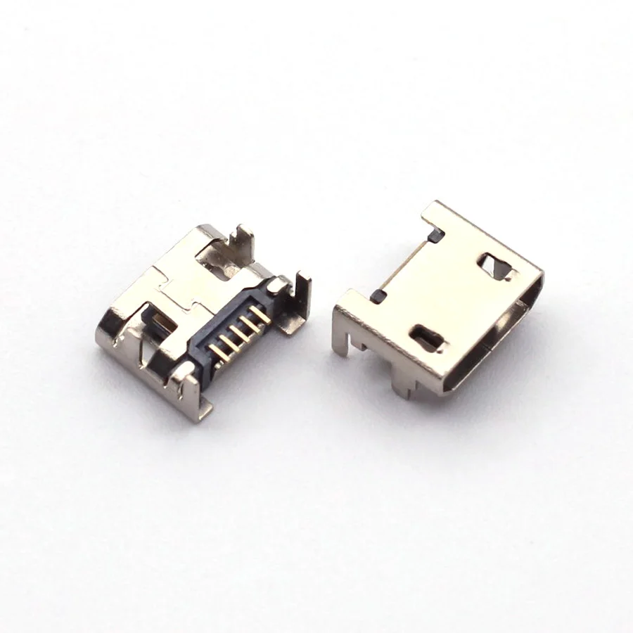 100pcs Micro USB connector 5pin seat Jack Micro usb DIP4 Legs Four legs Inserting plate seat mini usb connector For Mobile phone