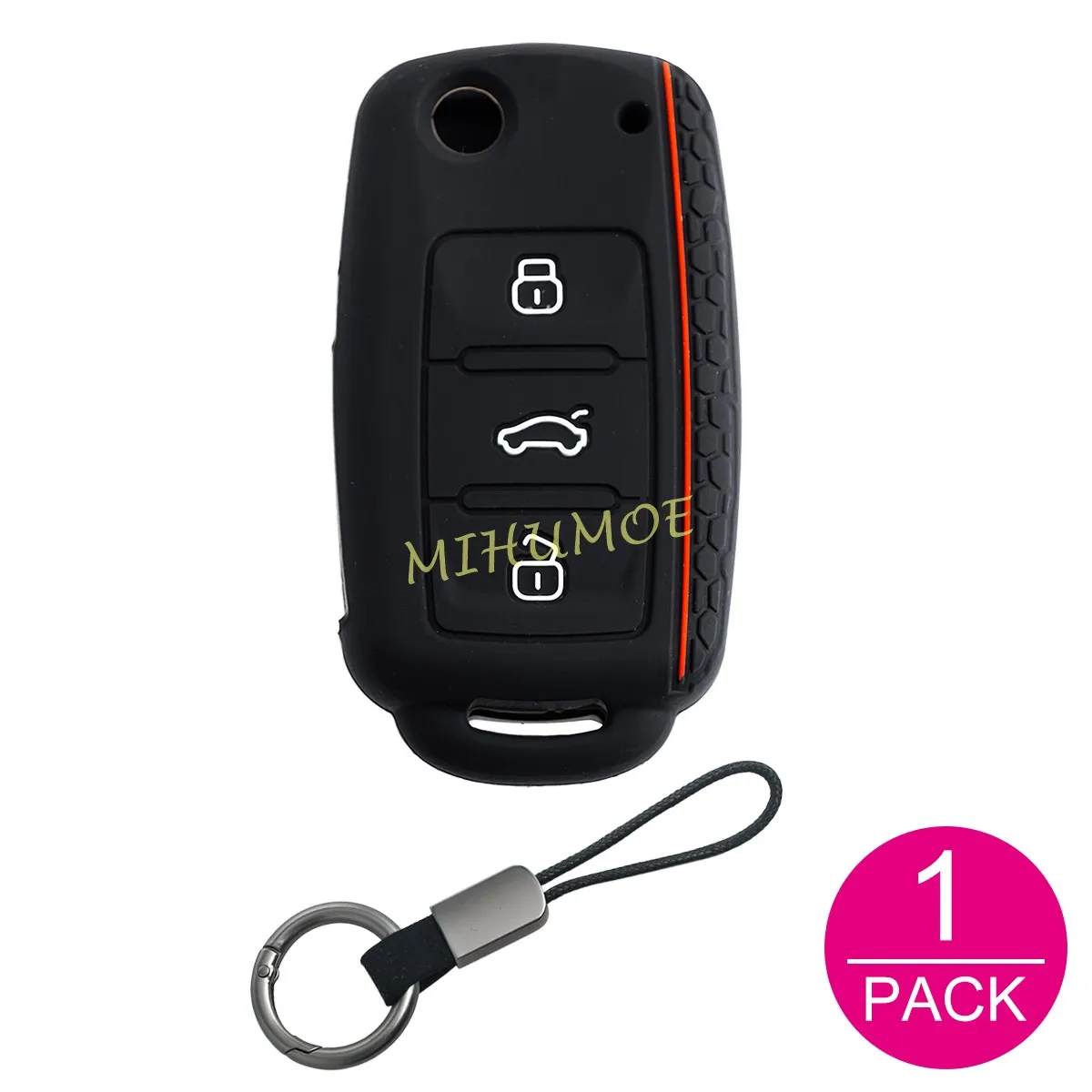 Siliconen Auto Flip Key Case Cover Chain Voor Volkswagen VW Tiguan Jetta Kever Golf MK6 Passat B7 Polo MK5 Scirocco Touran Eos UP!