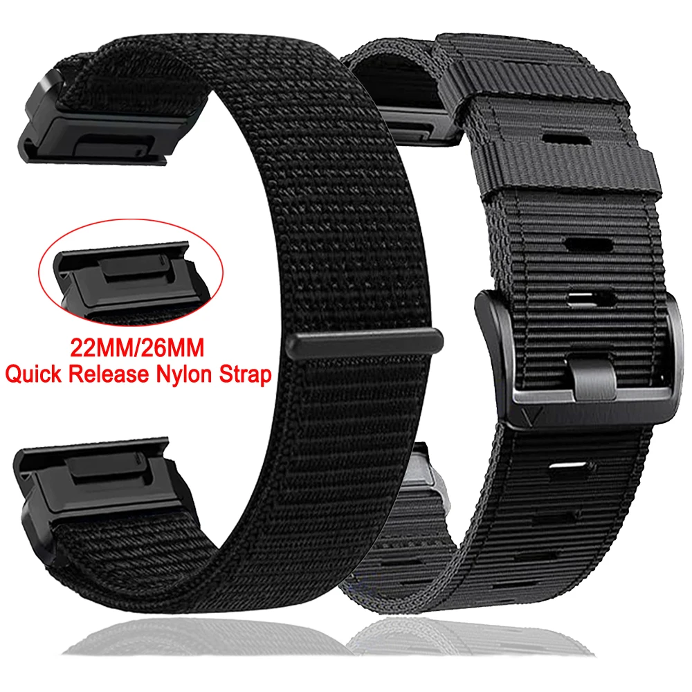 Quick Fit 26/22mm nylon strap For Garmin Tactix 8 7Pro/Fenix 8 E 7 7X 6 6X 5 5X/Epix/Forerunner 970/Enduro 3 Sport Braided Bands