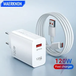 Cargador rápido USB 120 de 3,0 W, Cable de carga tipo C, adaptador de teléfono para iPhone 14, Xiaomi, Samsung y Huawei