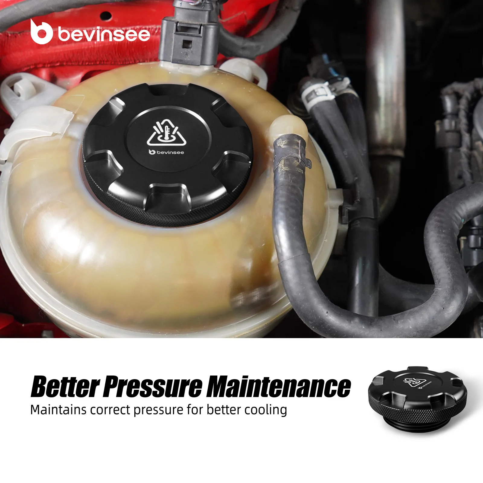 BEVINSEE Aluminum Radiator Coolant Expansion Tank Cap for VW for Golf 6/7/7.5/8 GTI/R for Passat B8 for Tiguan II for Polo Jetta