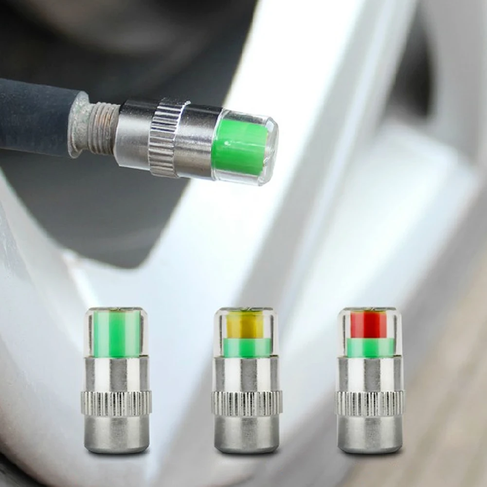 1/2/4pcs Car Tire Pressure Indicator Tire Pressure Gauge Indicator Alert Monitoring Valve Cap Sensor External Valve Detection