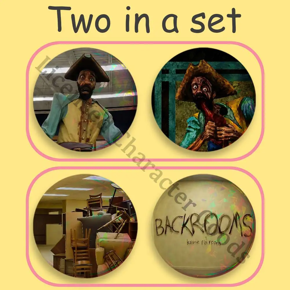 B-Backrooms Movie 2-Piece Set Badges Anime Merchandise Cosplay Nijigen Otaku Culture Large 75 58 44 32 25 mm Mini