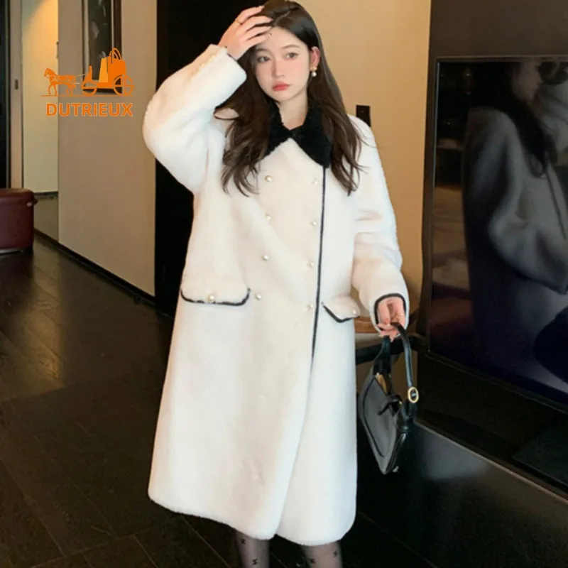 Autumn and Winter Sheepskin Coat for Women, Fashionable Woolen One-piece Genuine Fur Ladies Long Fur Coat Thick Warm Top Jacket