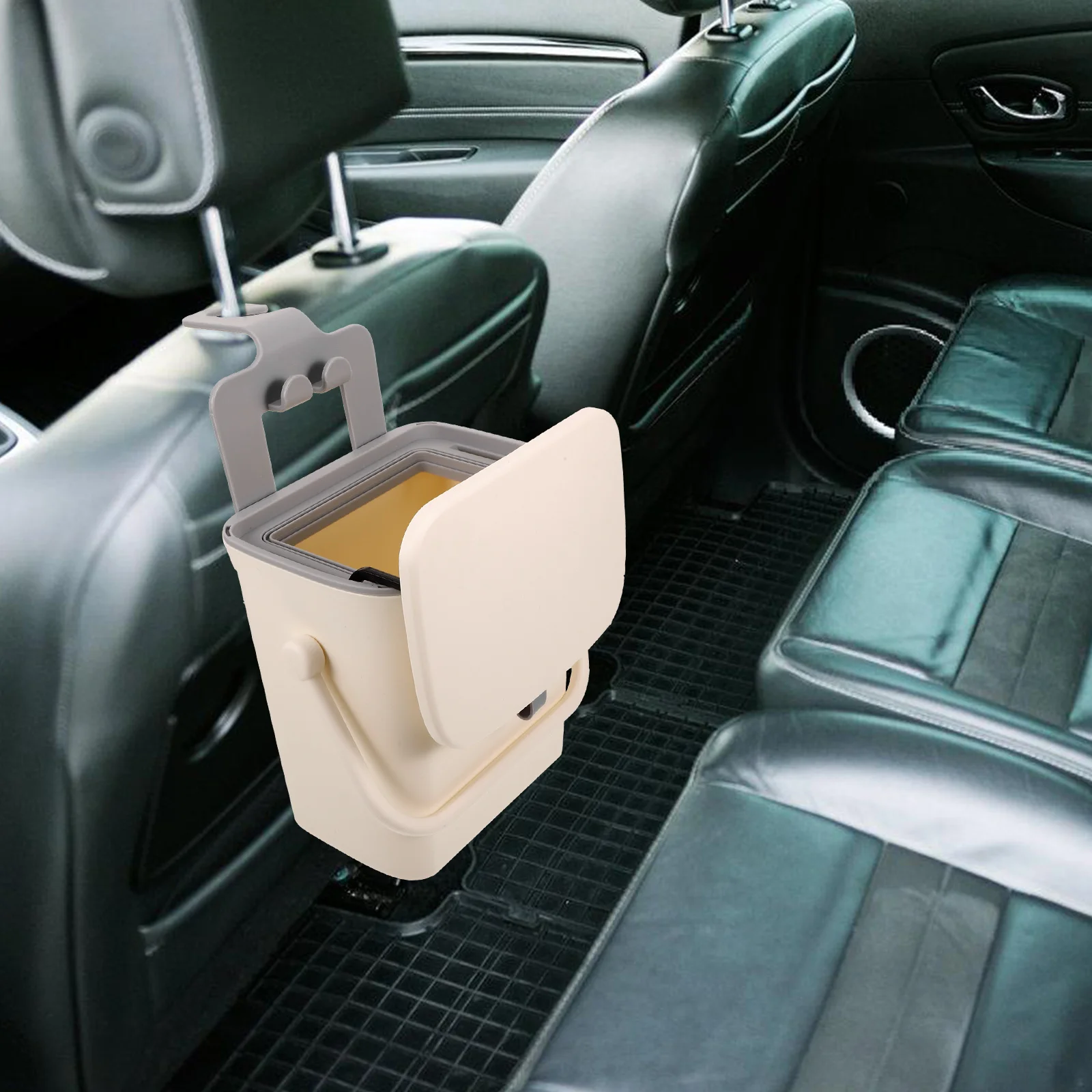 

Car Trash Bin Multipurpose Storage Box for Vehicles Easy Open Lid with Pull Strap Compatible All Car Models Vehicle Accessories