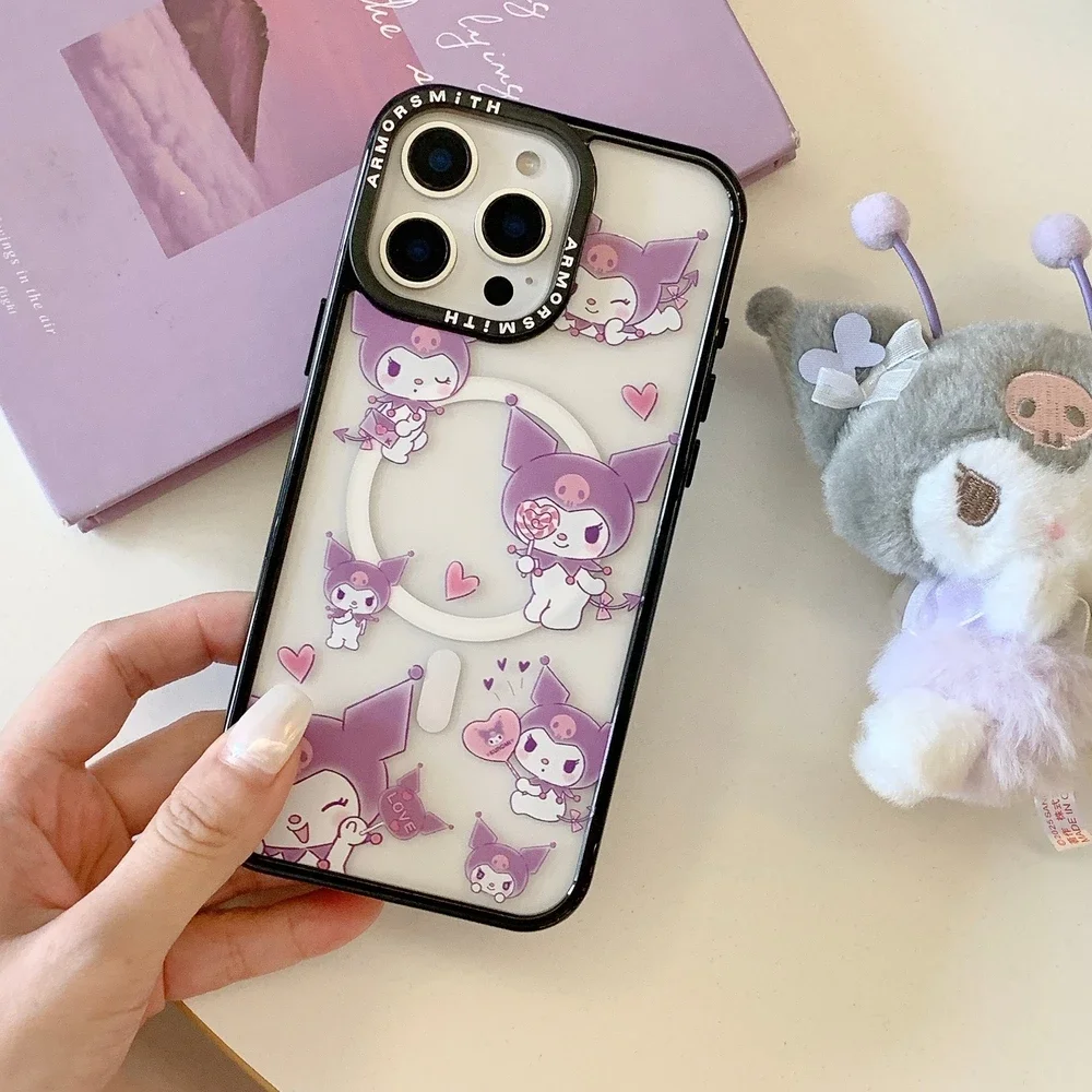 سانريو كورومي لطيف الكرتون حامل قبضة مغناطيسي Magsafe شحن لاسلكي جراب هاتف آيفون 17 16 15 14 13 12 11 برو ماكس غطاء #4