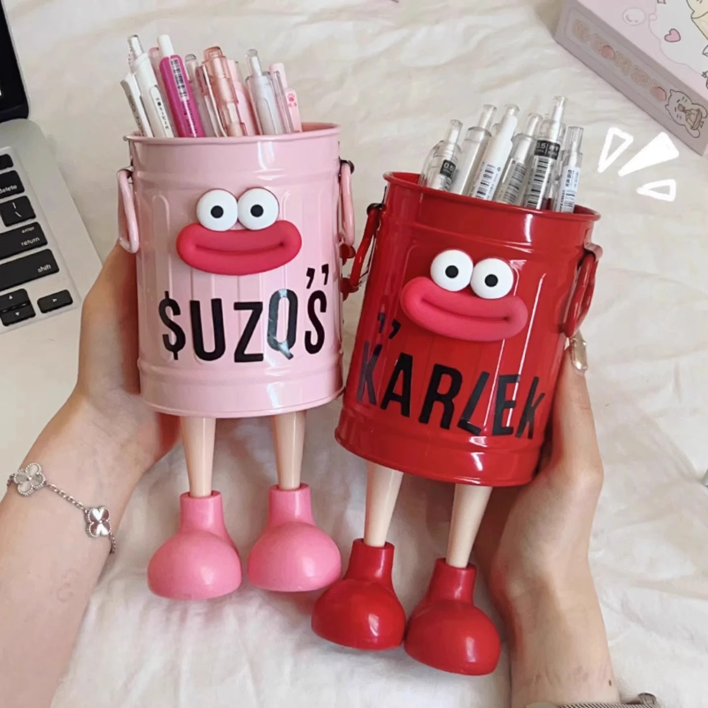 

Metal High Quality Personality Pen Holder Set Desktop Organizer Bucket Ideal Gift for Home and Study Stationery Storage