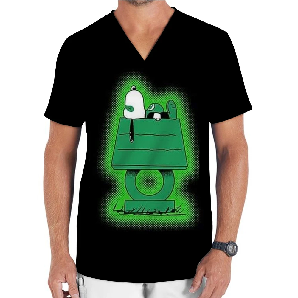 الرجال الكرتون فرك التمريض موحدة ، V الرقبة تي شيرت ، ممرضة موحدة ، طباعة الكرتون ، جيب ، الملابس الطبية #2