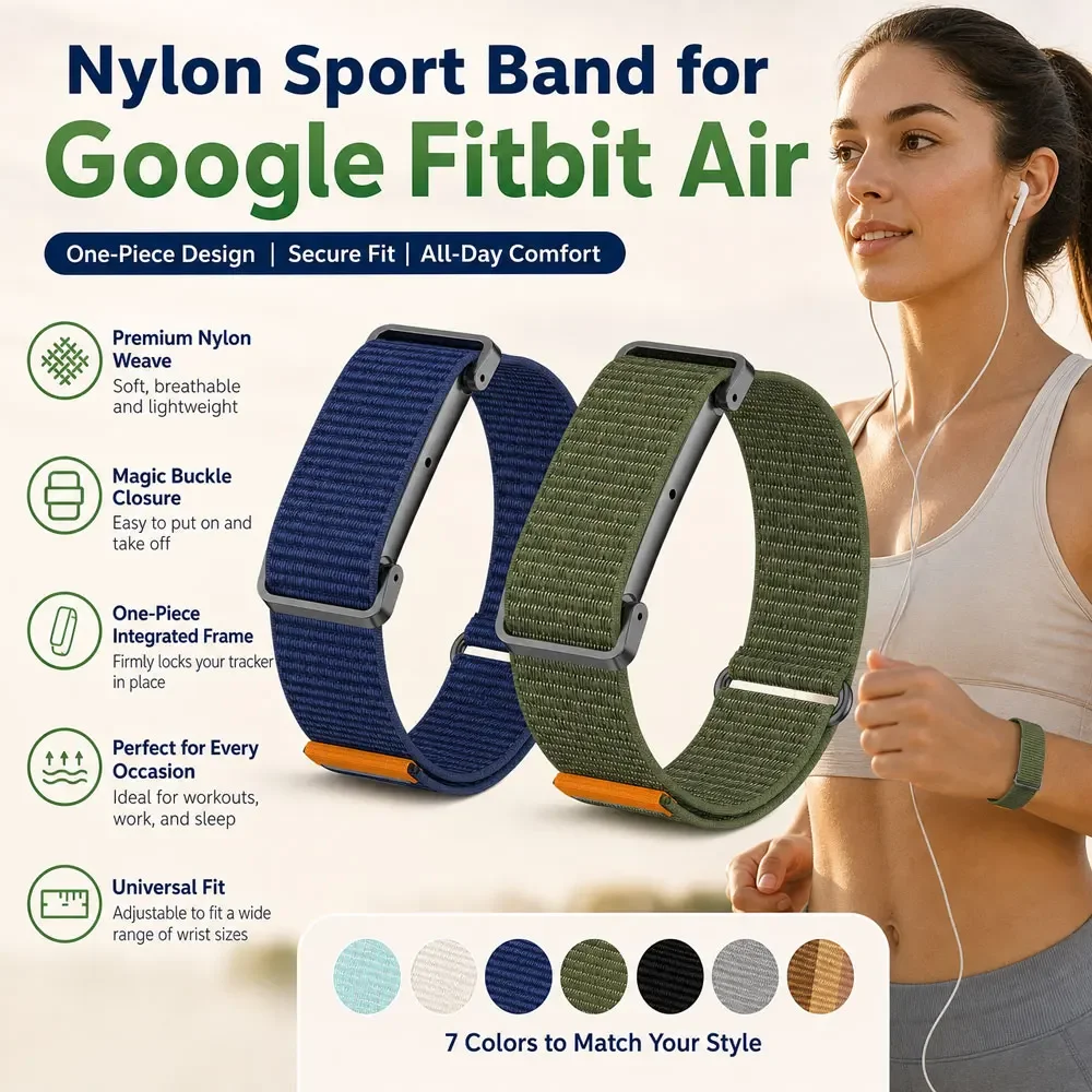 Nylon Loop Sports Watch Band for Google Fitbit Air Woven Nylon Bracelet Breathable Replacement Wristband Correa Accessories