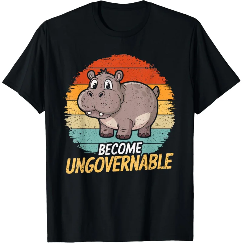 Camiseta Conome Ungovernável Cute Baby Hippo Funny Saying