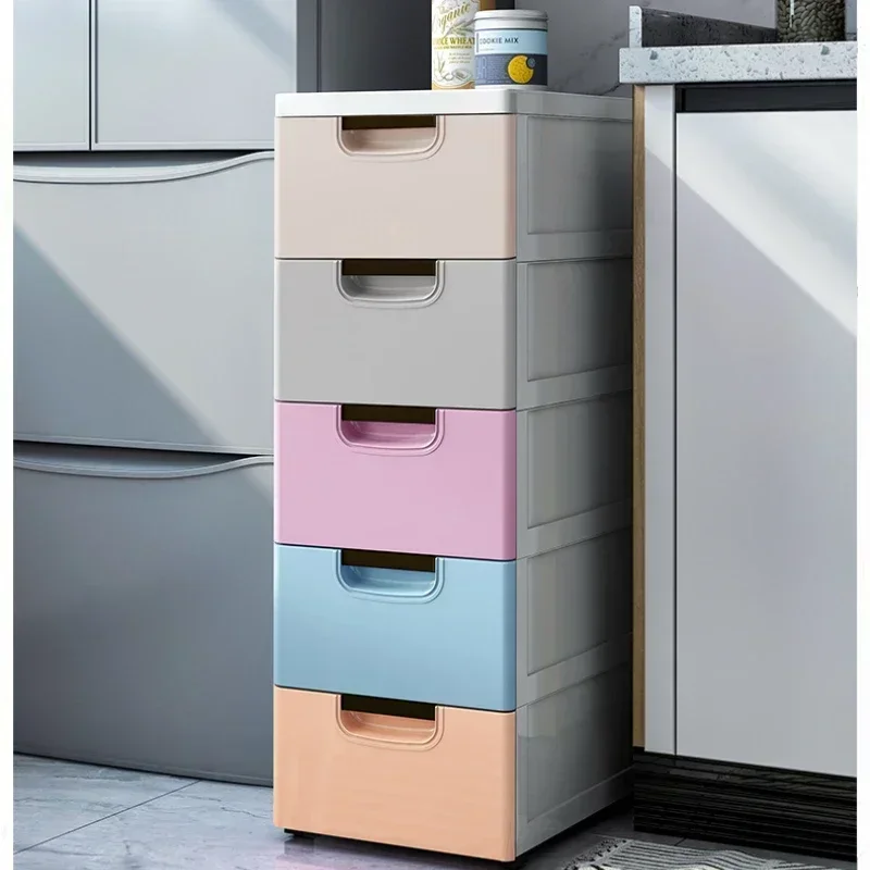 

Gap Storage Cabinet Large Drawer Kitchen Interval Cabinets Organizer Multi-level Finishing Box with Wheels Easy Installation