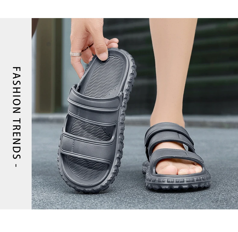 Sommerliche Übergrößen-Herrensandalen: Outdoor-Freizeitschuhe, Leder-Gartenschuhe, Rutschfeste Römerschuhe, Strand-Flip-Flops – Detail 15