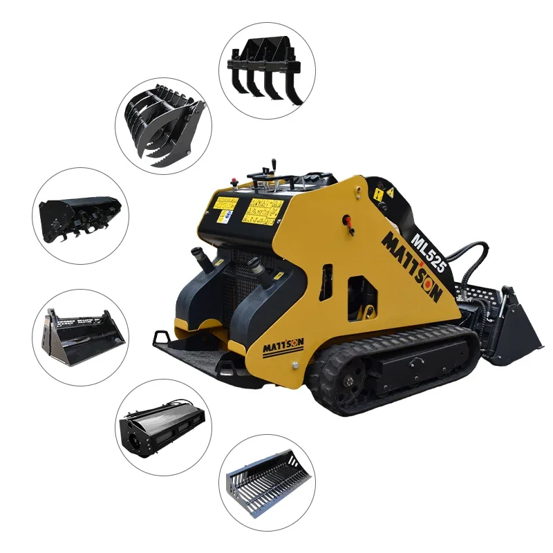 Heavy Duty Ce Certificated Fully Hydraulic Mini Loader Skid Steer With Attachments